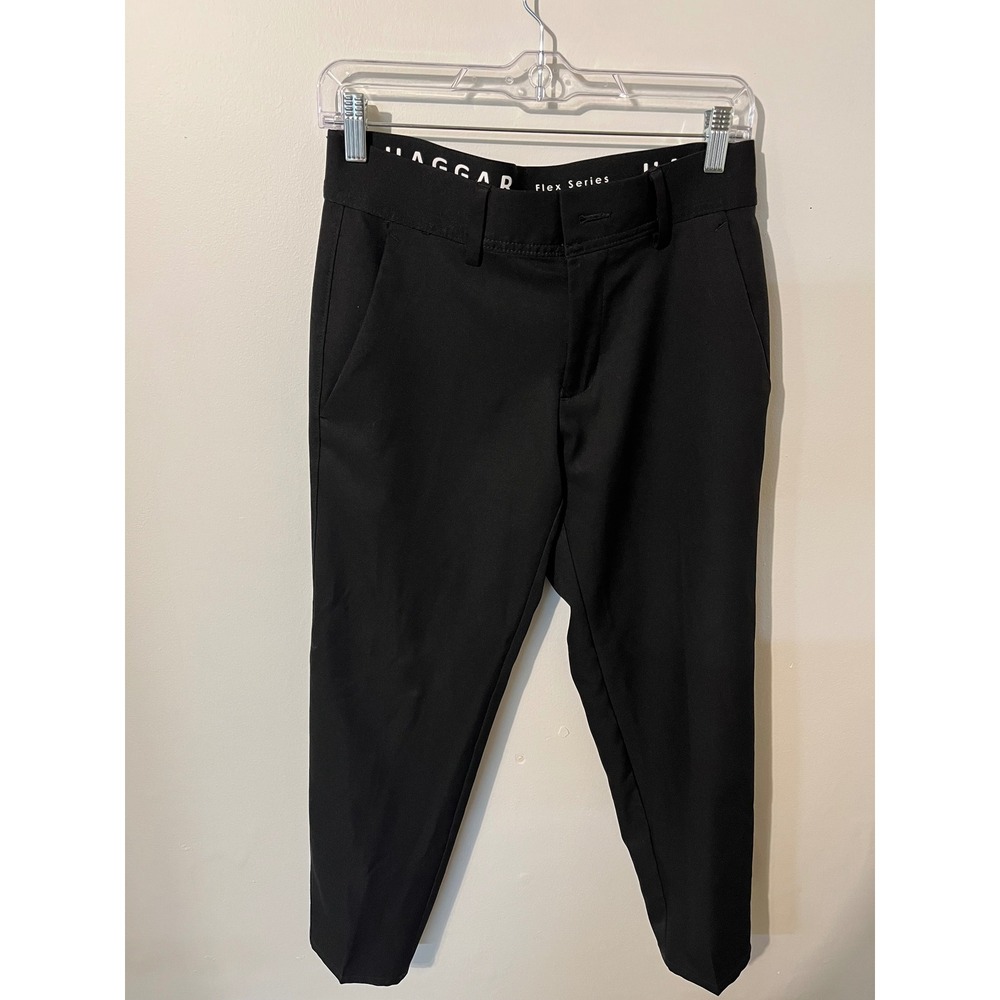 Haggar Flex Series Manhattan Slim Fit Dress Pants Black 29x30 Mens Flat Front